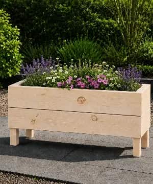 Ahşap Dış Mekan Saksı Pervazlı Ham 35x30x100 - 1