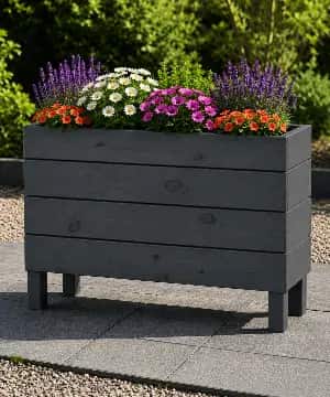 Ahşap Dış Mekan Saksı Antrasit 60x30x100  - 1