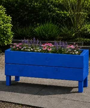 Ahşap Dış Mekan Saksı Pervazlı Mavi 35x30x100 - 1