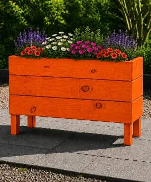 Ahşap Dış Mekan Saksı Turuncu 50x30x100 - 1