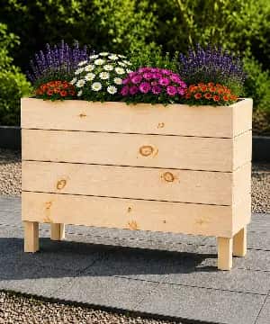 Ahşap Dış Mekan Saksı Ham 60x30x100 - 1