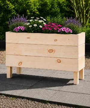Ahşap Dış Mekan Saksı Ham 50x30x100 - 1