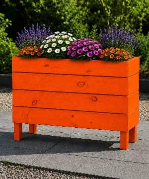 Ahşap Dış Mekan Saksı Turuncu 60x30x100 - 1