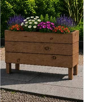 Ahşap Dış Mekan Saksı Ceviz 50x30x100 - 1