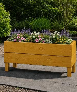 Ahşap Dış Mekan Saksı Pervazlı Bal 35x30x100 - 1