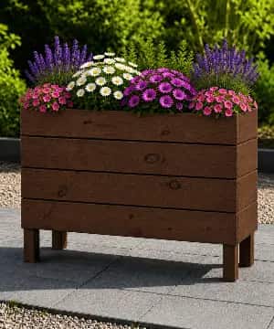 Ahşap Dış Mekan Saksı Ceviz 60x30x100 - 1
