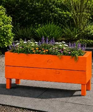 Ahşap Dış Mekan Saksı Pervazlı Turuncu 35x30x100 - 1
