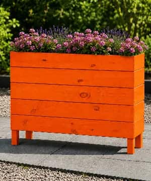 Ahşap Dış Mekan Saksı Turuncu 70x30x100 - 1