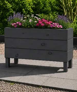 Ahşap Dış Mekan Saksı Antrasit 50x30x100  - 1