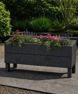 Ahşap Dış Mekan Saksı Pervazlı Antrasit 35x30x100 - 1