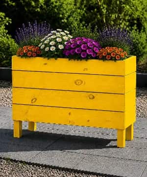 Ahşap Dış Mekan Saksı Sarı 60x30x100 - 1