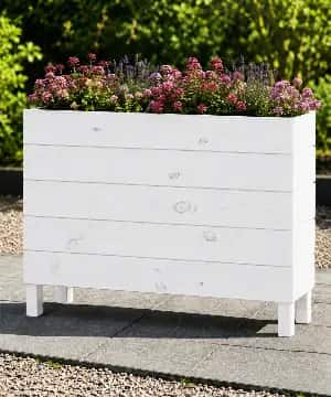Ahşap Dış Mekan Saksı Beyaz 70x30x100 - 1