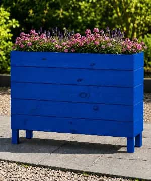 Ahşap Dış Mekan Saksı Mavi 70x30x100 - 1