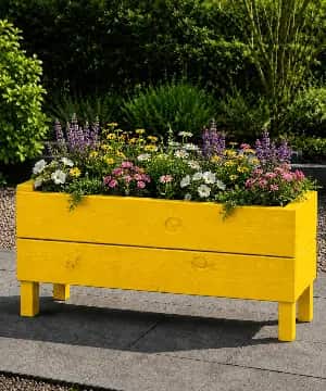 Ahşap Dış Mekan Saksı Pervazlı Sarı 35x30x100 - 1