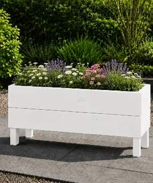 Ahşap Dış Mekan Saksı Pervazlı Beyaz 35x30x100 - 1