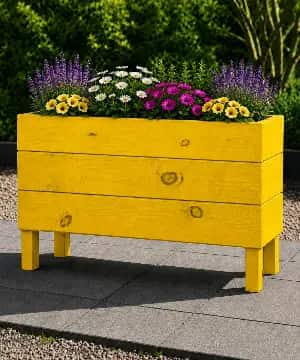 Ahşap Dış Mekan Saksı Sarı 50x30x100 - 1