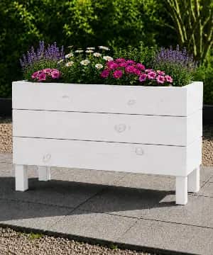 Ahşap Dış Mekan Saksı Beyaz 50x30x100 - 1