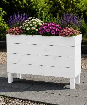 Ahşap Dış Mekan Saksı Beyaz 60x30x100 - 1
